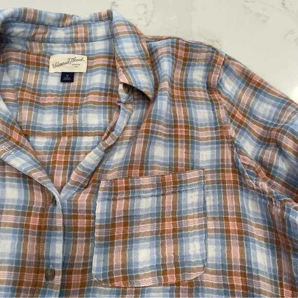 Universal Thread blue & orange lightweight button down shirt - Picture 9 of 15
